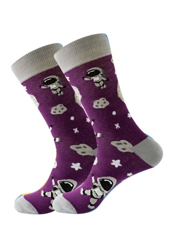 Kings Collection purple Purple Astronaut Pattern Cozy Socks (EU38-EU45) HS202309 2D53CAA97F66EFGS_1