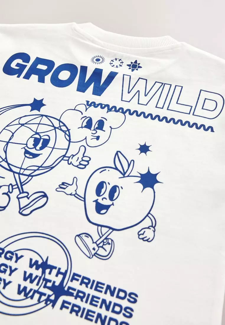 Short Sleeve Back Print 100% Cotton T-Shirt
