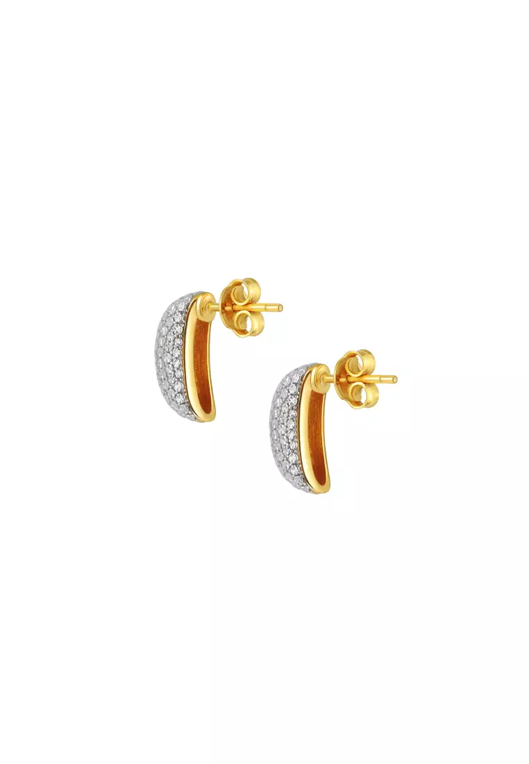 TOMEI Diamond Cut Collection Hoop Earrings, Yellow Gold 916