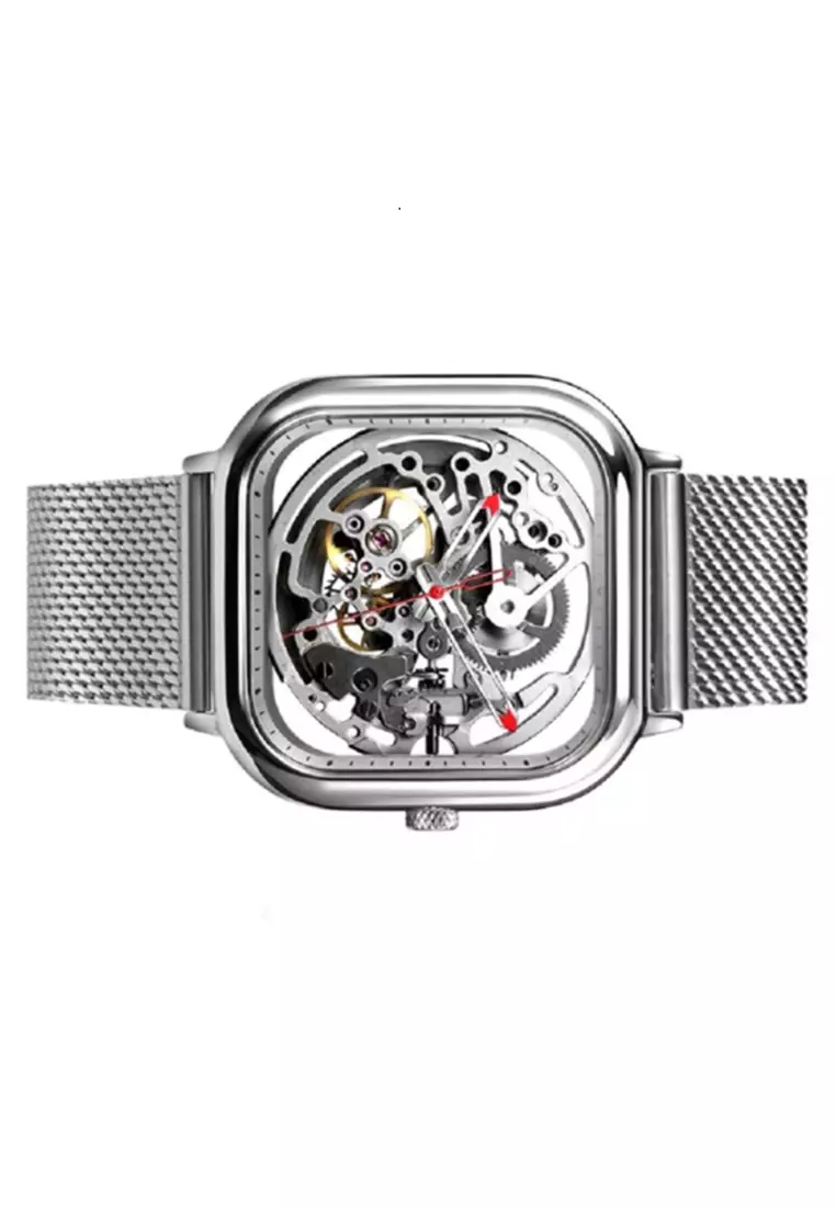 Jam Tangan Mechanical Pria Watch Skeleton Waterproof Strap Tali Material Stainless Steel BY01 ORIGINAL