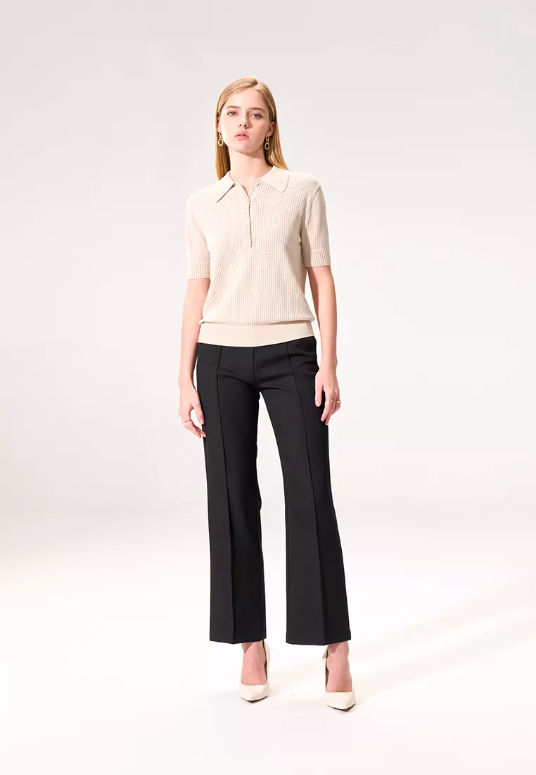 Black Slim Straight Pants