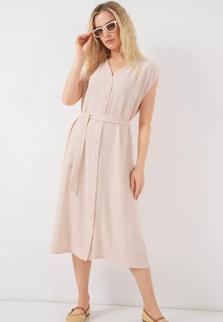 Sleeveless Belted Aerobin Dress