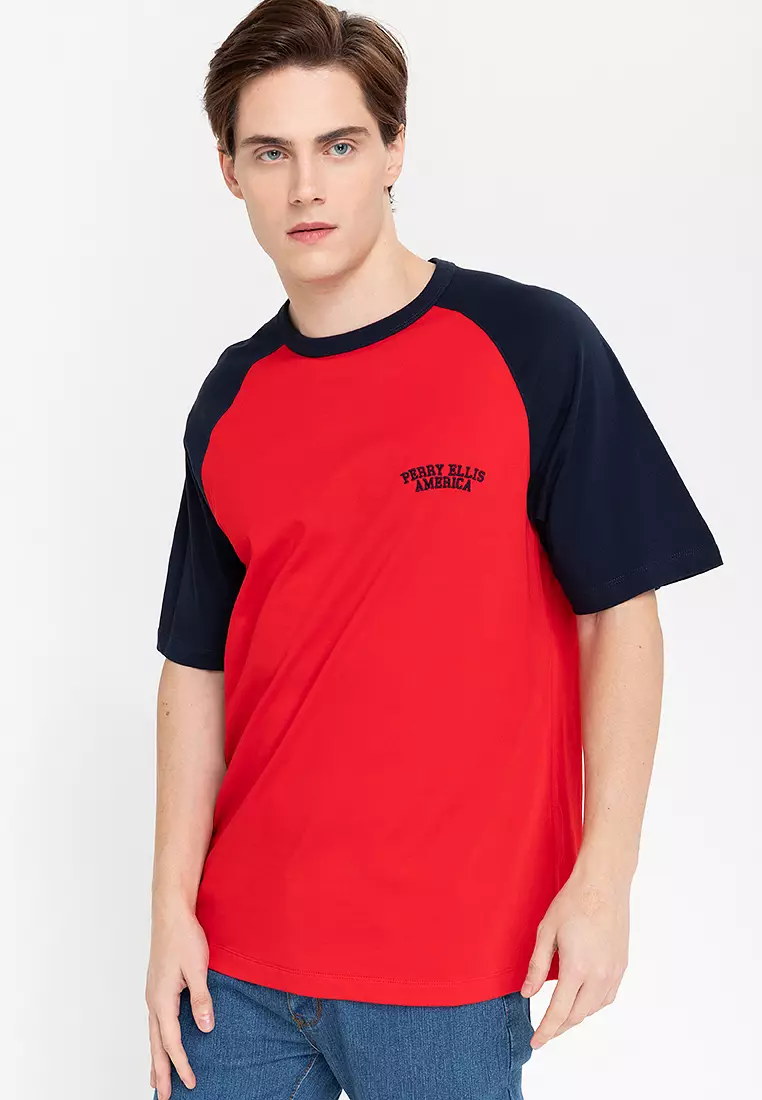 Perry Ellis America Rgln Baseball Tee