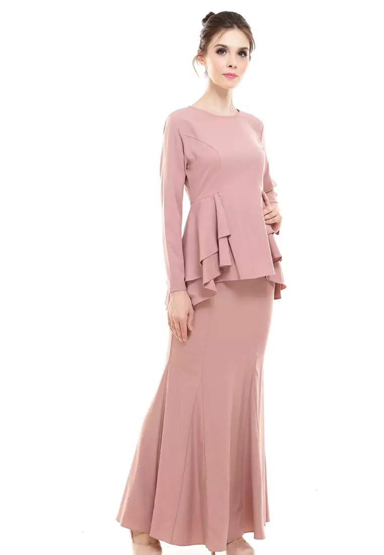 Lora Peplum in Peach Nude