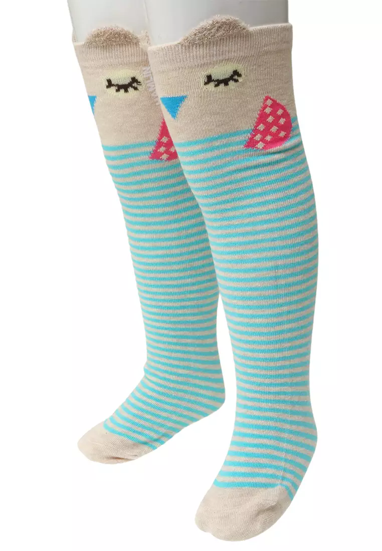 Candie Kaos Kaki Panjang Anak Perempuan Motif Owl Kids Long Socks Material Cotton ORIGINAL - Tosca