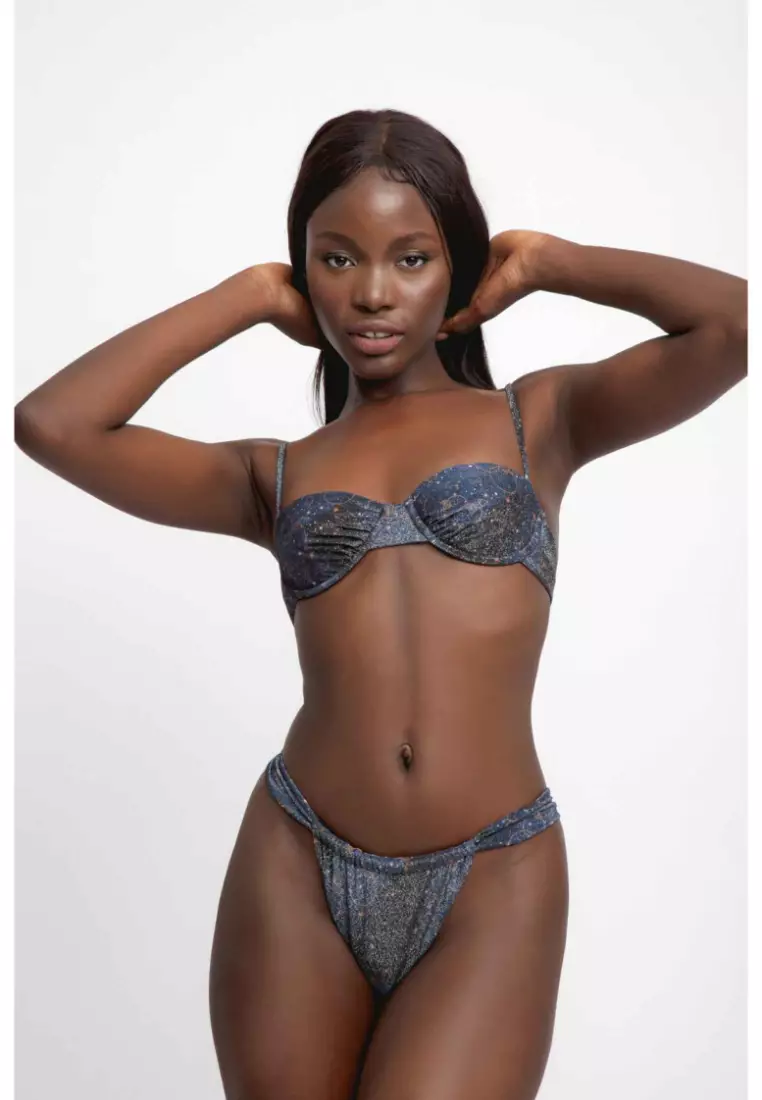 Georgia Ruched Underwire Bikini Top / Stars Aligned Shimmer
