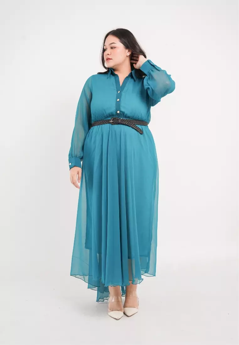 Plus Size Party Dress Lunar Green