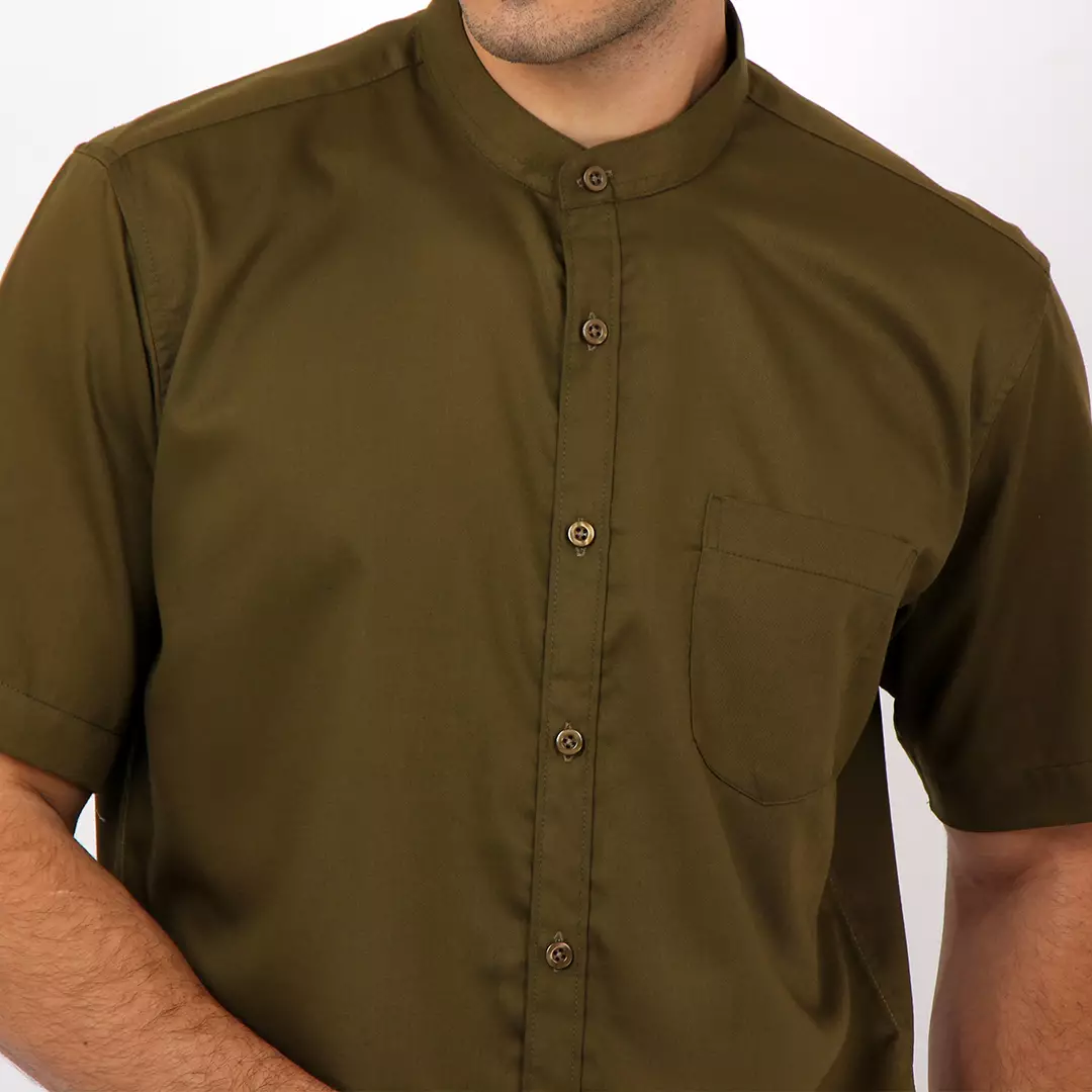 Simple Perfect Kemeja Pria Lengan Pendek Kerah Shanghai Solid Basic - 2235 Army