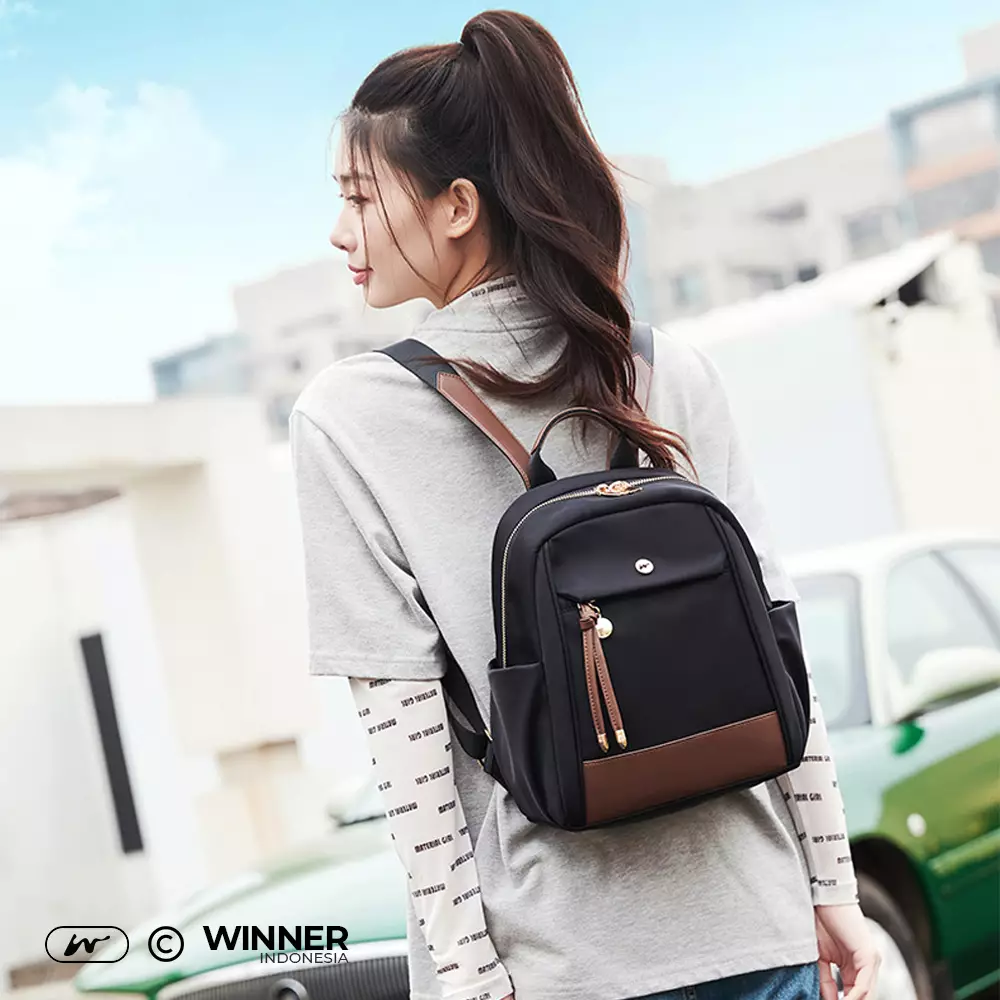 WINNER Tas Ransel Kecil Nylon Anti-Air Backpack Korean Style (T14-015-6139) - Hitam