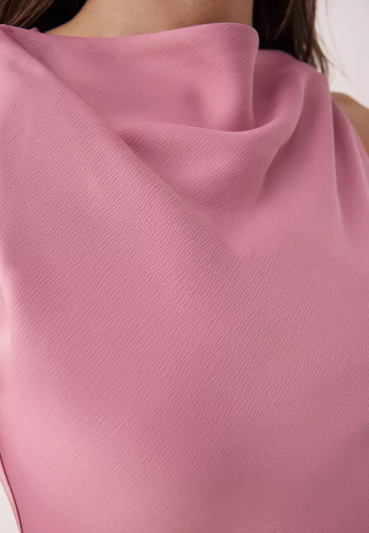 Dusty Rose Bodycon Satin Maxi Evening Gown