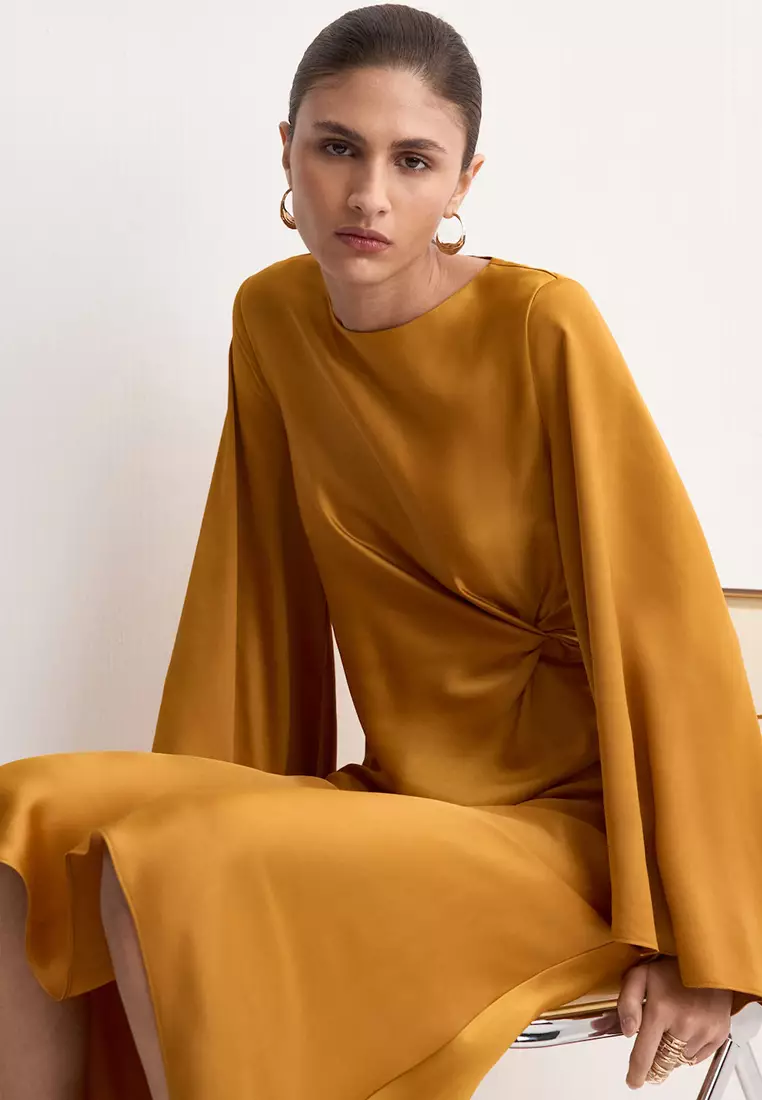 Buy Mango Ruched Satin Dress Online | ZALORA Malaysia