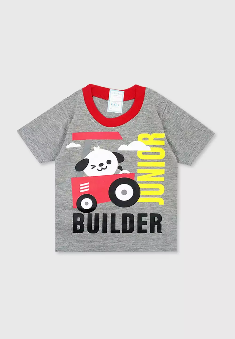 Wakakids Setelan Bayi Laki Laki Baju Lengan Pendek Anak Usia 6 Bulan Hingga 12 Bulan Set Celana Jeans Motif Tractor 3024 Abu Muda