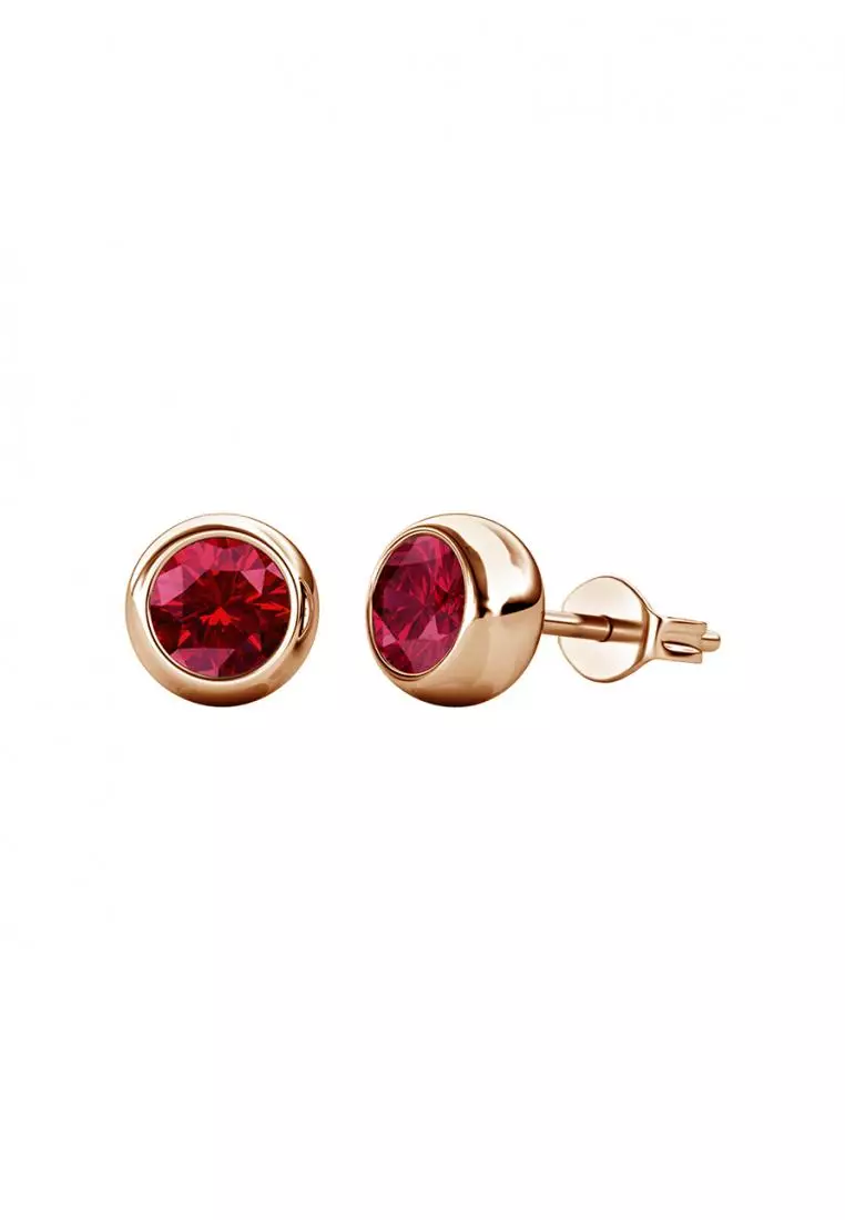 Birth Stone Moon Earring January Garnet RG - Anting Crystal Swarovski by Her Jewellery