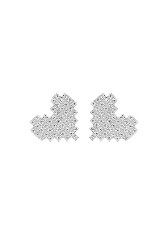 ZITIQUE silver Women's Splendid Diamond Studded Heart Stud Earrings - Silver 0CE53AC65420FCGS_1