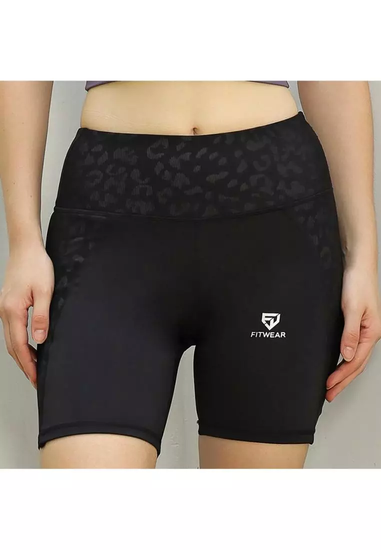 Fitwear - Legging / Celana Pendek Olahraga VEXANA PRINTED WAIST - CHEETAH BLACK