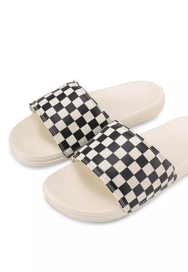 Checkerboard Slide On Sandals