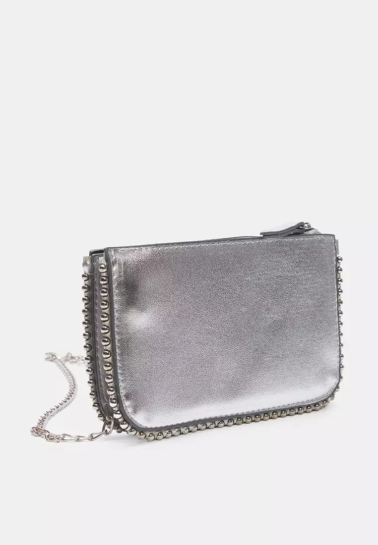 Silver Studded Cross Strap Women's Wallet Purse Twoaw25Oc00005