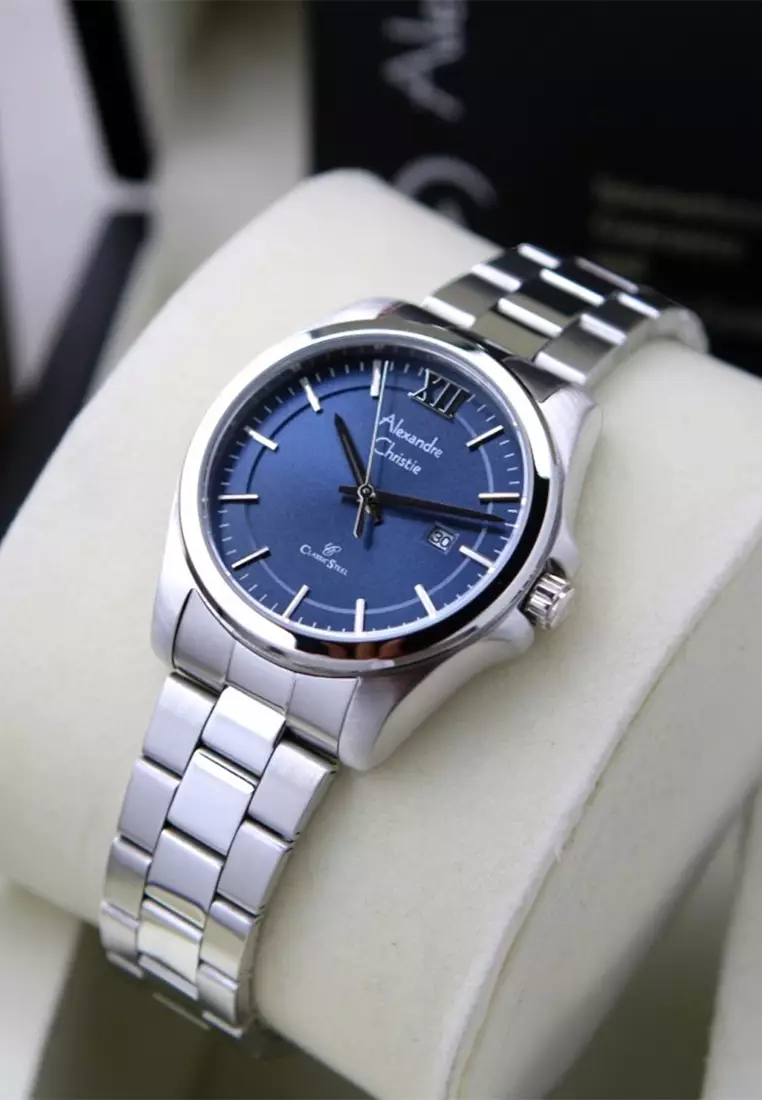 Alexandre Christie - Jam Tangan Wanita - Silver Blue - Stainless Steel - 8685 LDBSSBU