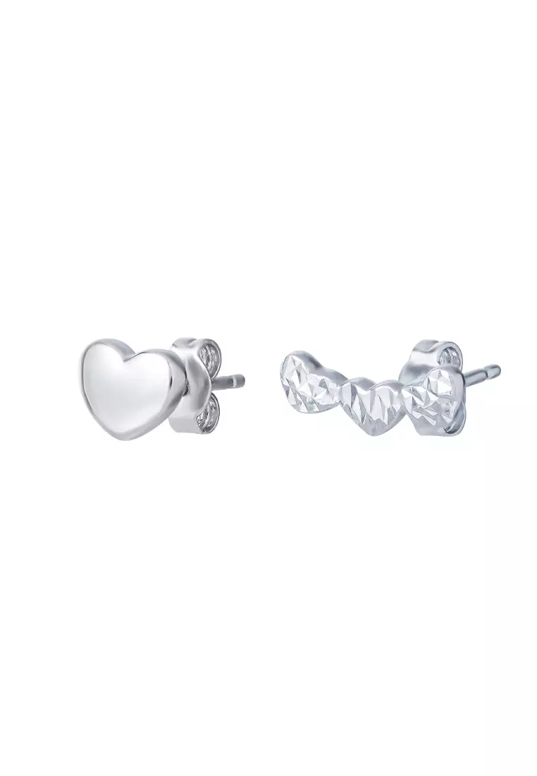 TOMEI Following The Heart Earrings, White Gold 585