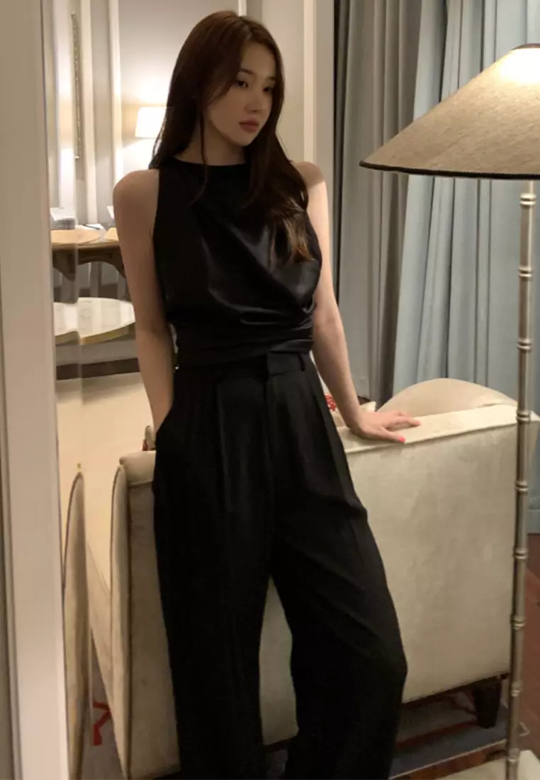 2024 Summer New French Style Minimalist Fashion Sleeveless Women's Top CA24061109BK