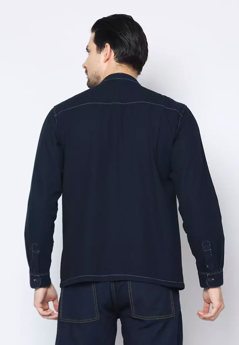 Kemeja Denim Skena L/S Krah Mandarin Saku Besar 182401