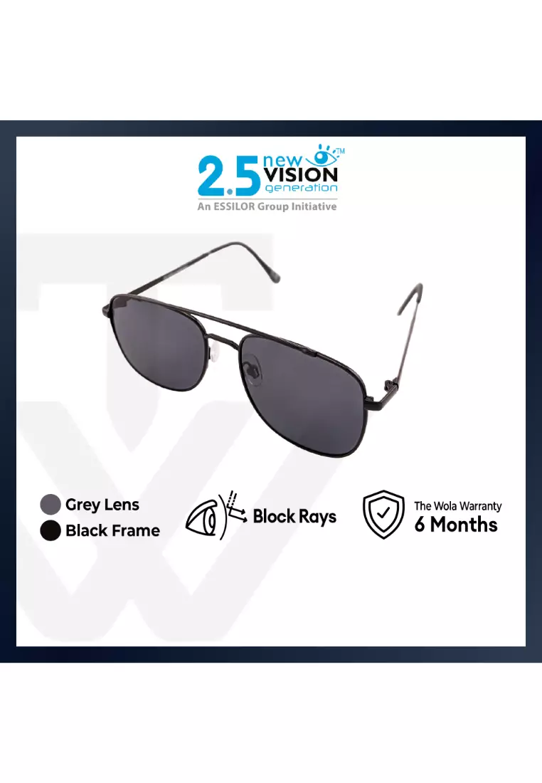 Buy 2.5 NVG Men's Aviator Frame Black Metal UV Protection