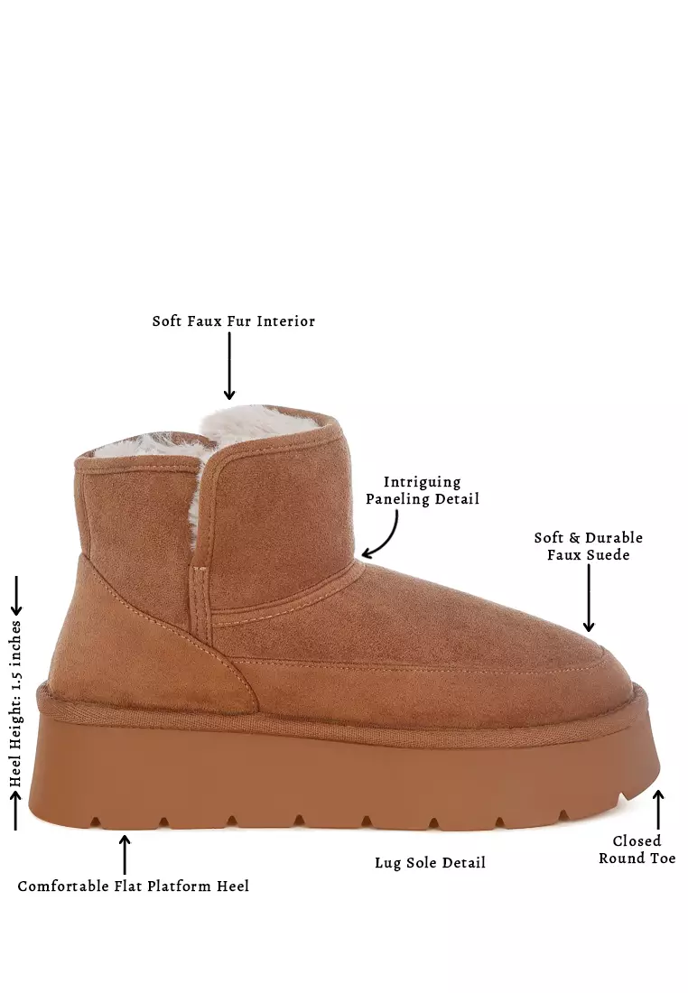 Sepatu Bot Salju Bertumit Tebal Warna Camel
