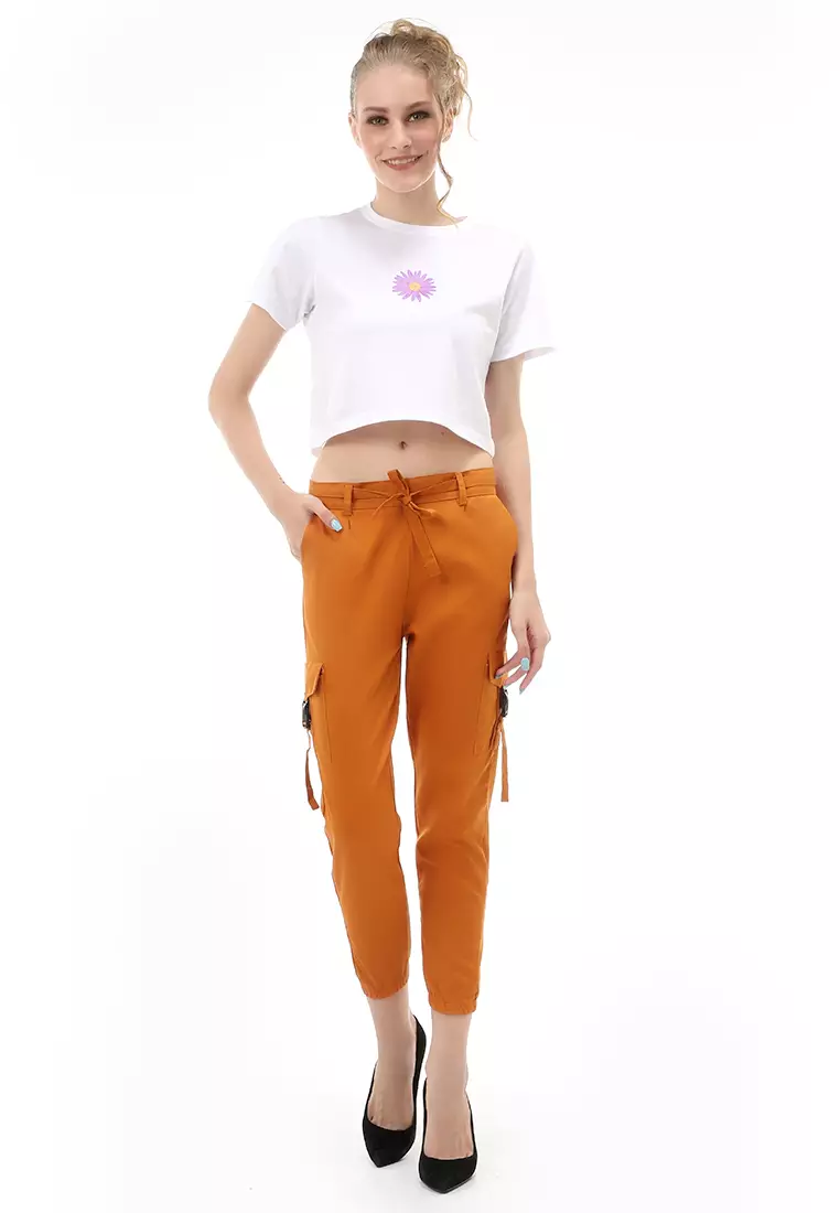 Jourel Celana Panjang Kasual Wanita Jogger Cargo Pants Material Cotton Drill ORIGINAL - Mustard