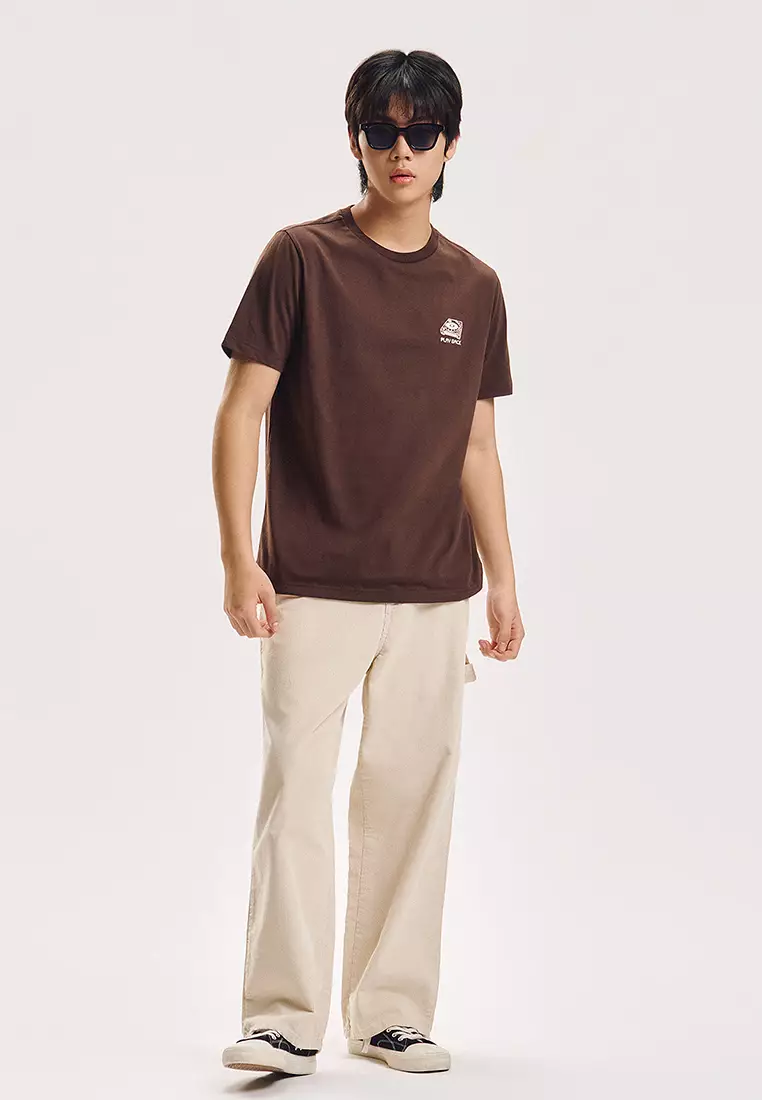 Play Back Regular Fit Graphic T-Shirt with Embroidery