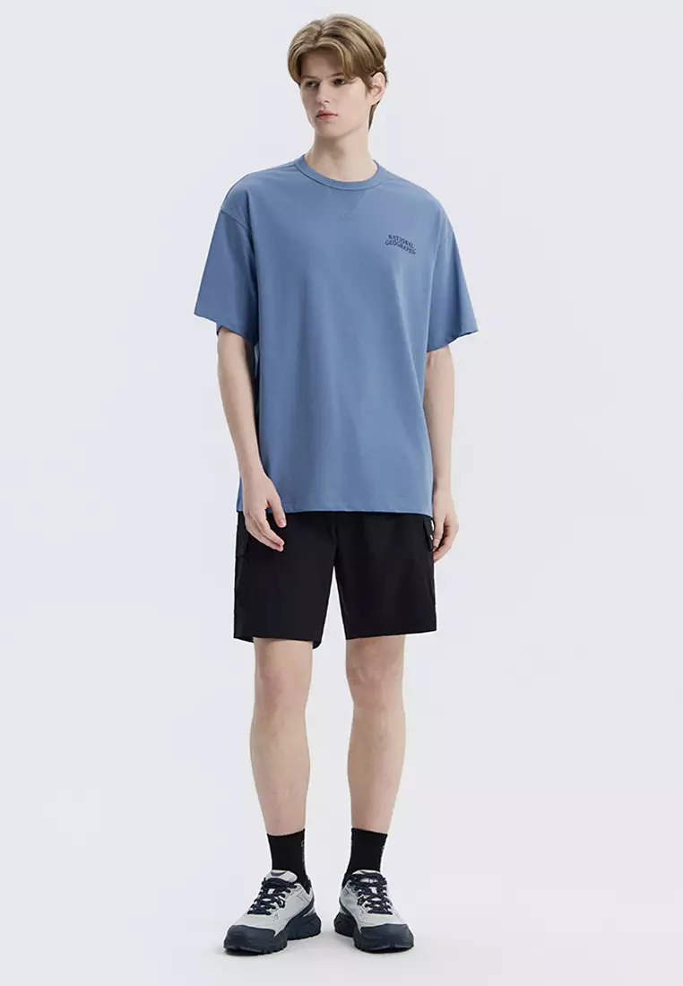 男女同款AVIS AEROSILVER圖案半寬鬆拼接細節短袖T恤