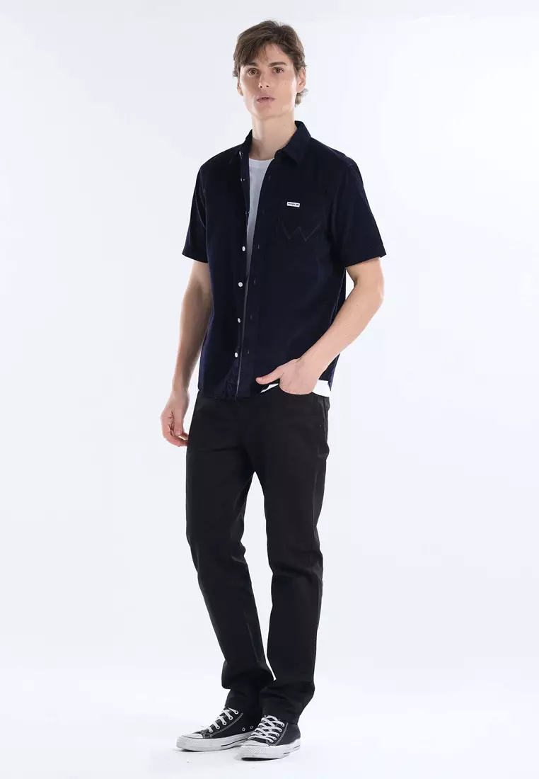 Button Down Short Sleeve Polo for Men in Navy Color