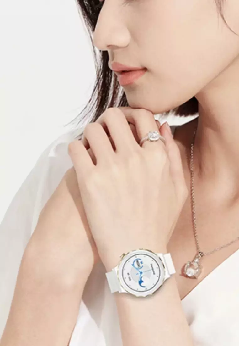 Unisex IOS/Android White SmartWatch + 1 Free White Rubber Strap