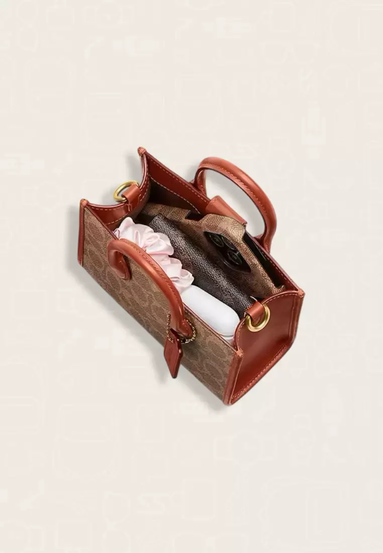 Coach Ace Tote Bag 17 In Signature Canvas Tan Rust