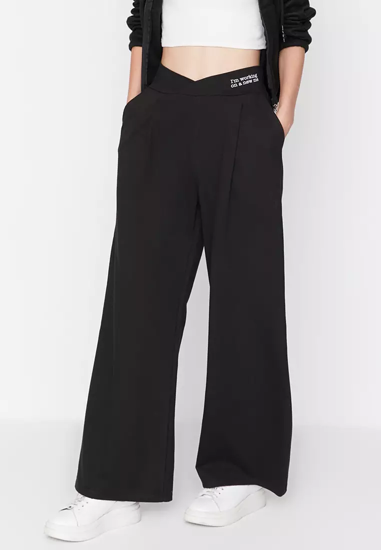 ASOS DESIGN high waisted balloon wool mix twill suit pants in navy