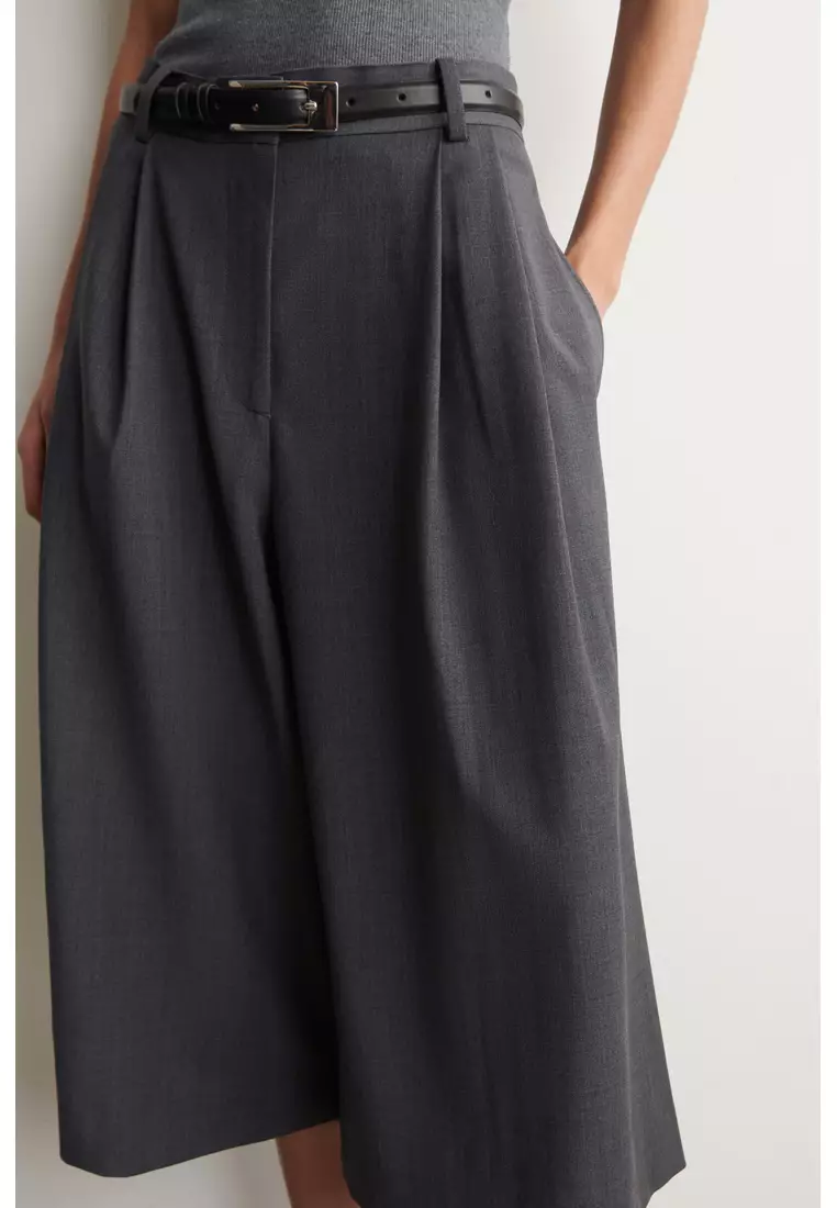 PLEATED WOOL-BLEND CULOTTES