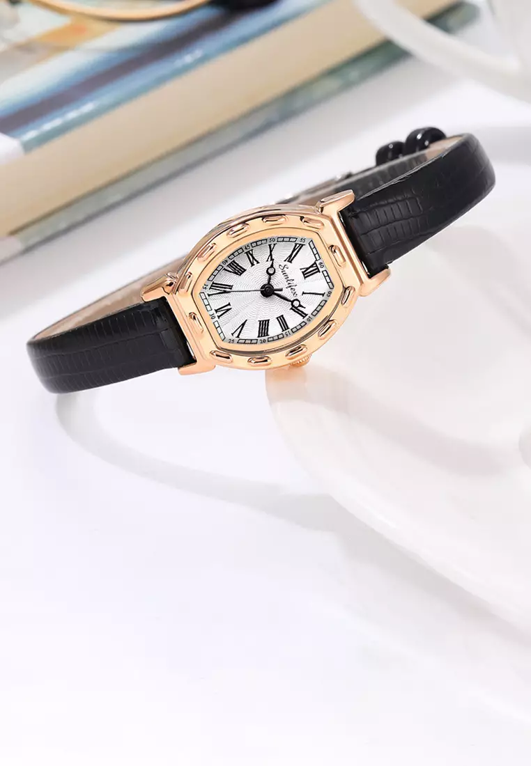 Jam Tangan Wanita 3345 Antik Korea Panggilan Mini Original Jam Tangan Cewek blackwhite