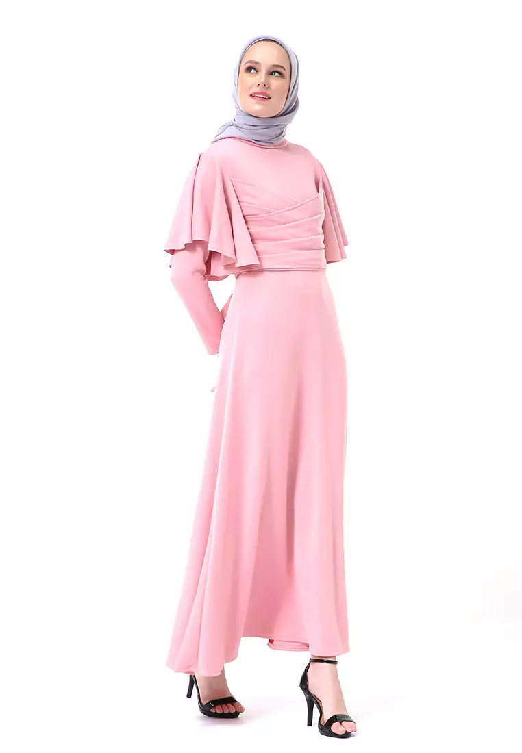 Zeta Dress Fashion Muslimah Wanita Long Sleeve Style Basic Relaxed Fit - Pink