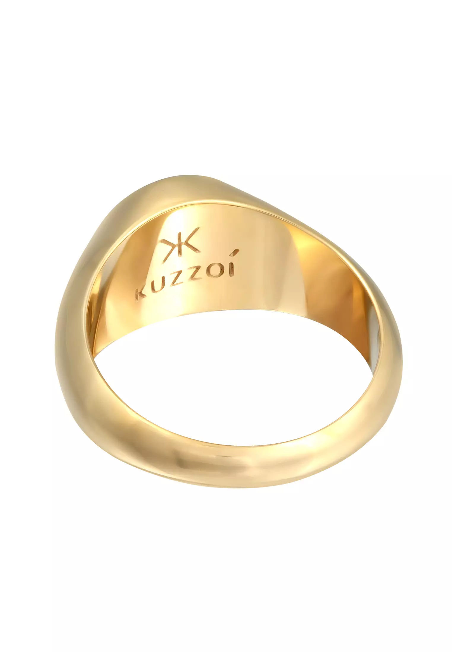 Ring Men Signet Smiling Face And Enamel Yellow Gold Plated