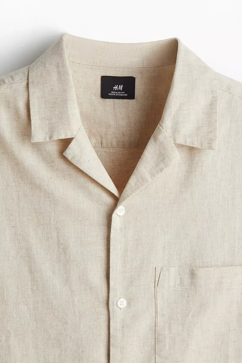 Regular Fit Short-sleeved linen-blend shirt