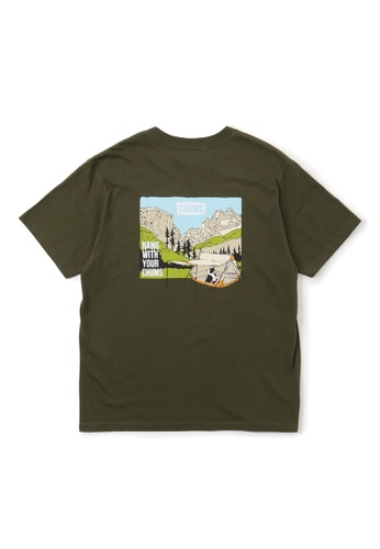 CHUMS green CHUMS Mountain Logo T-Shirt - Khaki 377BBAA17B0A1EGS_1