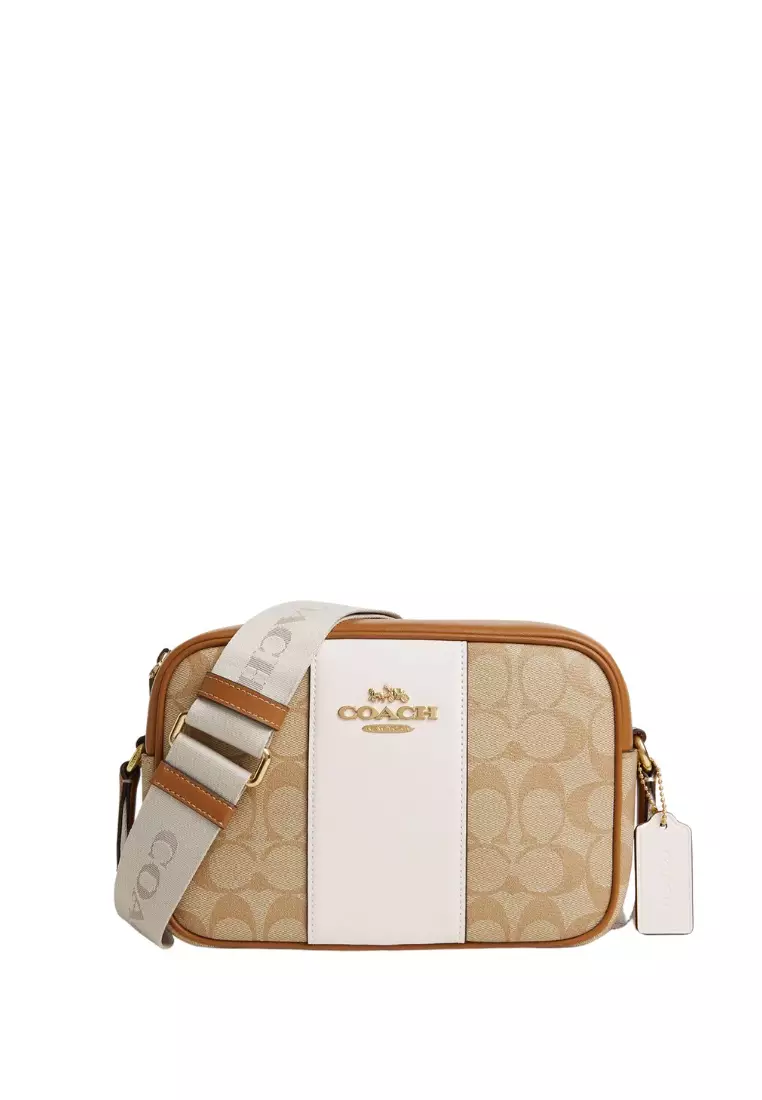 Jual Coach Jamie Camera Bag In Signature Canvas With Stripe Chalk Lt