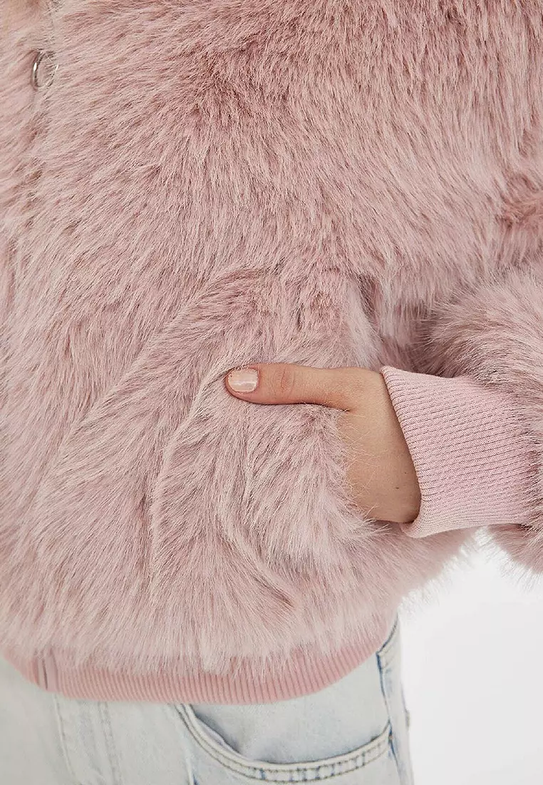 Buy DeFacto Faux Fur Plush Coat 2025 Online | ZALORA