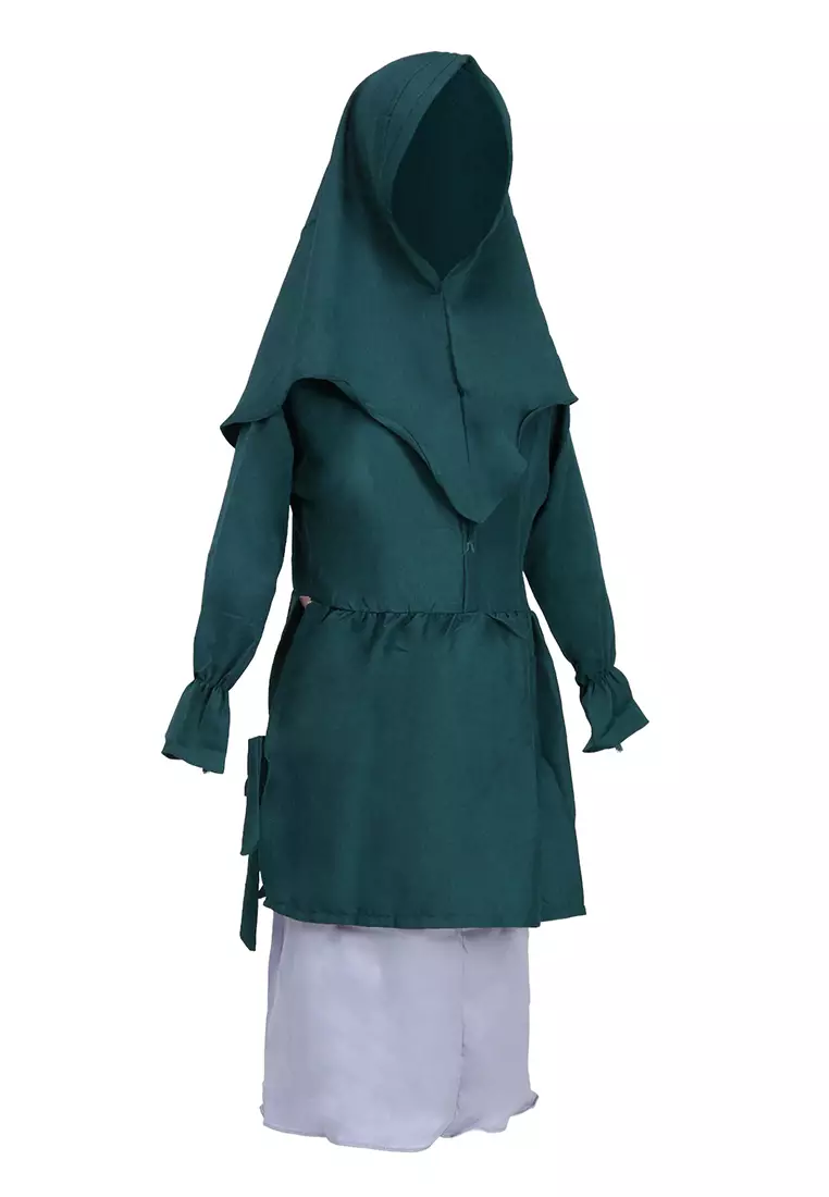 Jourell Setelan Gamis Anak Wanita Motif Polos Kids One Set Material Moscrepe ORIGINAL - Green Bottle
