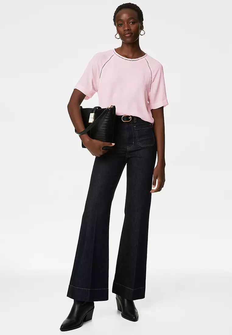 Textured Round Neck Blouse