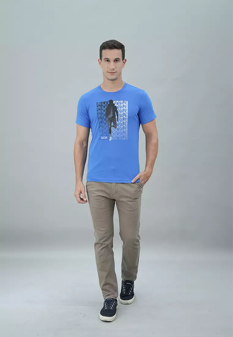 LGS - Slim Fit - Kaos Casual Pria - Lengan Pendek - Biru - GTS.870.N247.01.C