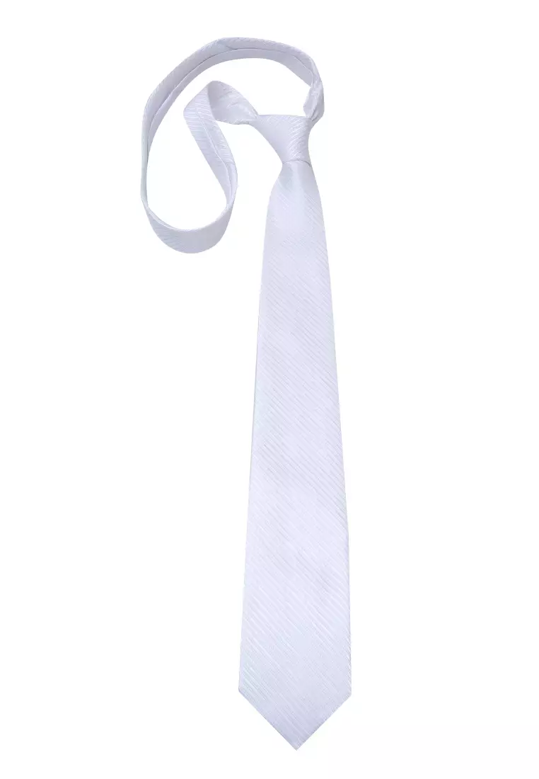 Ocean Dasi Pria Garis Long Line Tie Man Neckwear Aksesoris Fashion Material Polyester ORIGINAL - White