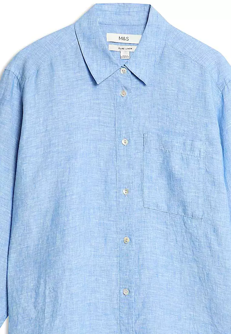 Pure Linen Oversized Girlfriend Style Shirt