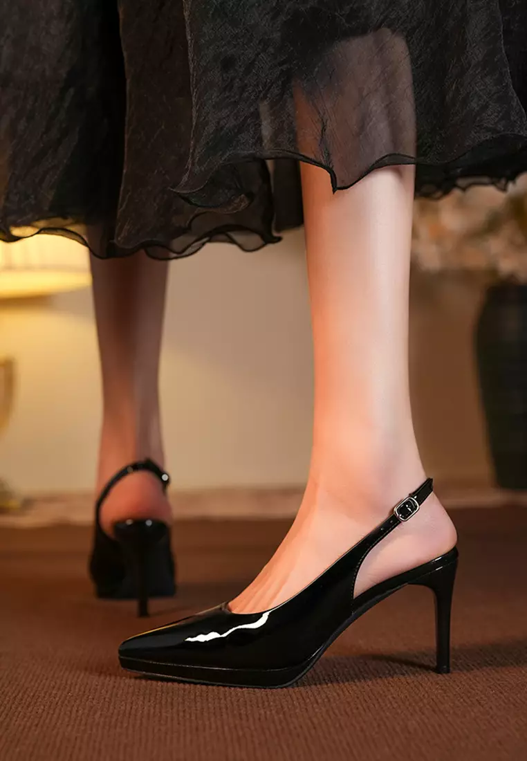 8CM Patent Leather Slingback Stiletto Heel BY808-33