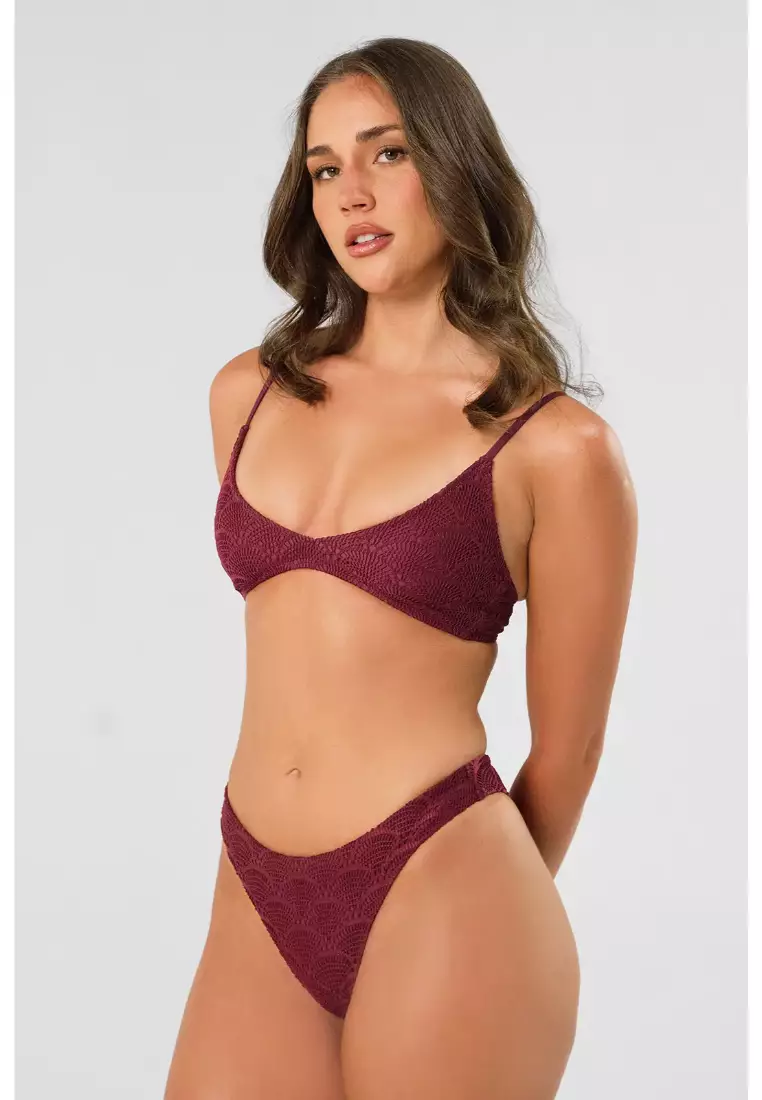 Mila Deep Scoop Neck Bikini Top / Henna