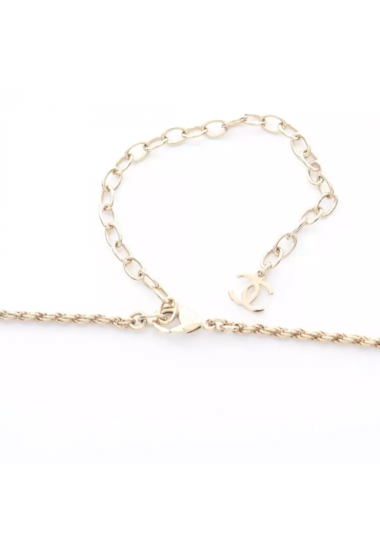Pre-Loved Chanel coco mark necklace GP Rhinestone gold clear B23B
